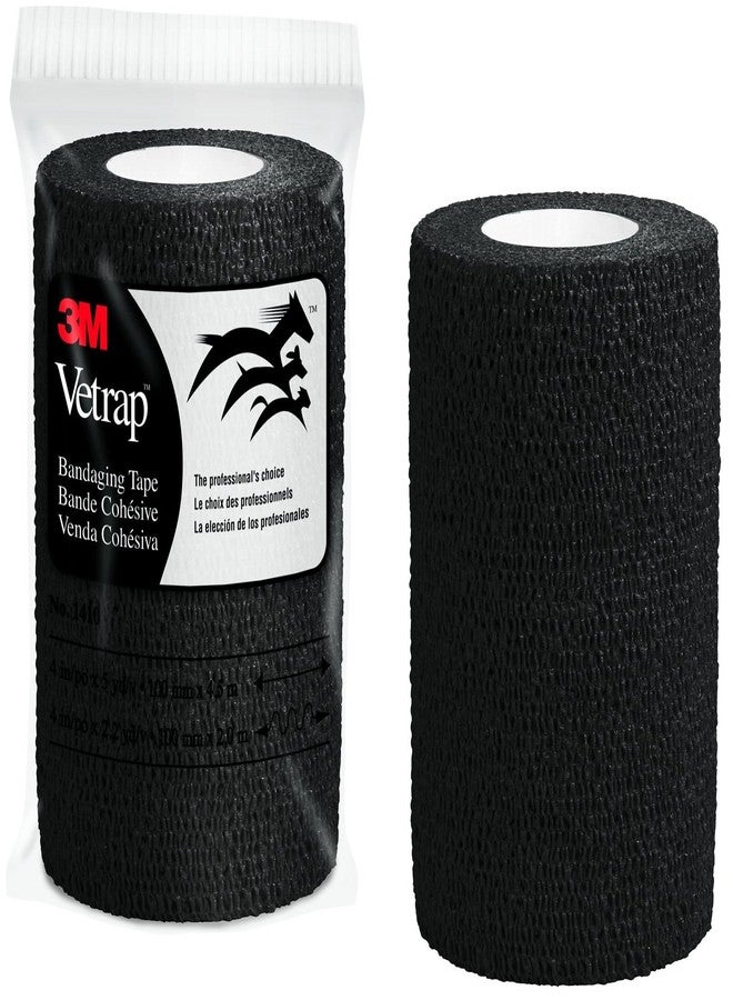 3M Vetrap 4" Bold Color Bandaging Tape, 4"x 5 Yards, Pillow Box, 6 Rolls (Black) - Image 1